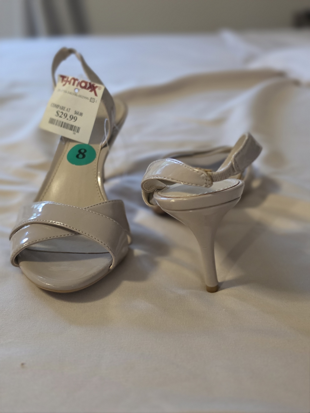 Calvin Klein 8 Women’s Patent Slingback Heels in Nude
